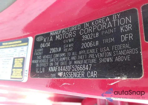 2015 Kia Forte Ex из США, поврежденный, VIN KNAFX4A81F5266847